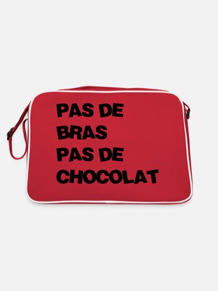 Pas de bras Pas de chocolat / Humour / Drôle / Fun - Sac Retro - rouge/blanc - Dos