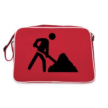 baustelle icon - Retro Tasche - Rot/Weiß - Hinten