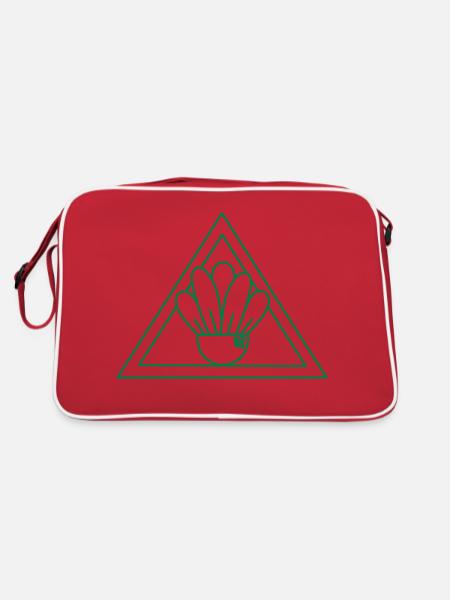 POT-Pflanze im Dreieck - Retro Tasche - Rot/Weiß - Hinten
