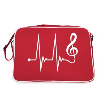 Clé de musique : fréquence d’impulsion, note, battement de cœur - Sac Retro - rouge/blanc - Dos