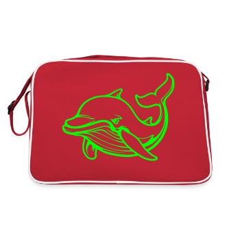 delfin tier - Retro Tasche - Rot/Weiß - Hinten