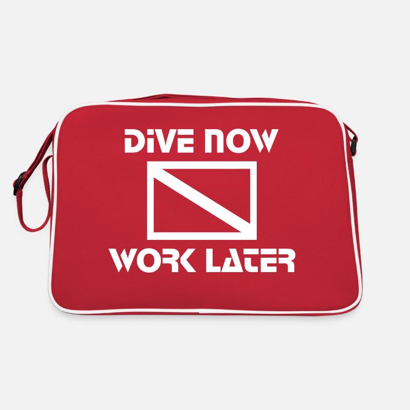 dive now, work later - Retro Tasche - Rot/Weiß
