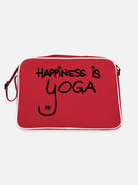 happiness is yoga - Retro Tasche - Rot/Weiß - Hinten