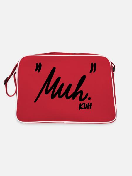 "Muh" - Retro Tasche - Rot/Weiß - Hinten