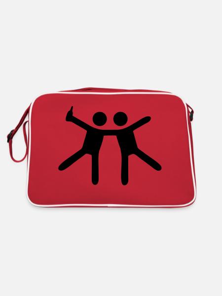 Trink Brüderlein ★ drunken people - Retro Tasche - Rot/Weiß - Hinten