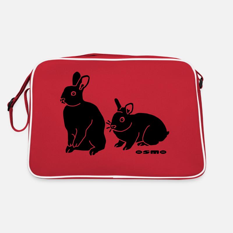 kaninchen - Retro Tasche - Rot/Weiß