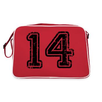 14 - Nummer - Retro Tasche - Rot/Weiß - Hinten