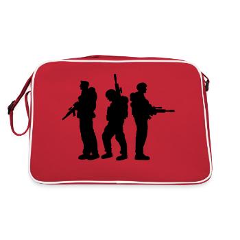3 Soldats, Équipage, Guerre, Équipe, Liberté, Soldat, Combattant - Sac Retro - rouge/blanc - Dos