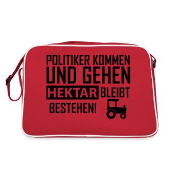 Politiker kommen und gehen Bauernprotest - Retro Tasche - Rot/Weiß - Hinten