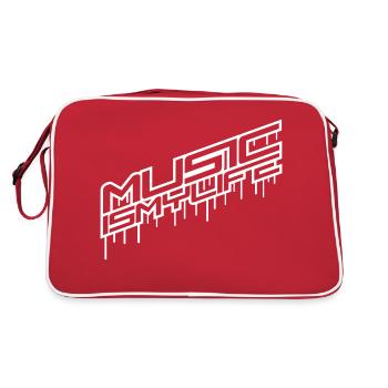 Music is Life Graffiti Tropfen Musik Leben Spruch - Sac Retro - rouge/blanc - Dos