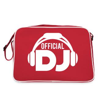 Casque DJ officiel Musique Fête Célébrations Texte Logo - Sac Retro - rouge/blanc - Dos