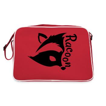 Raccon, Waschbär - Retro Tasche - Rot/Weiß - Hinten