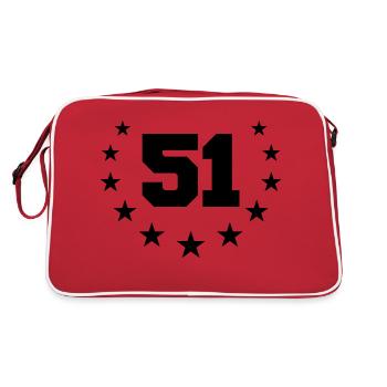 Number 51 Design - Retro Tasche - Rot/Weiß - Hinten