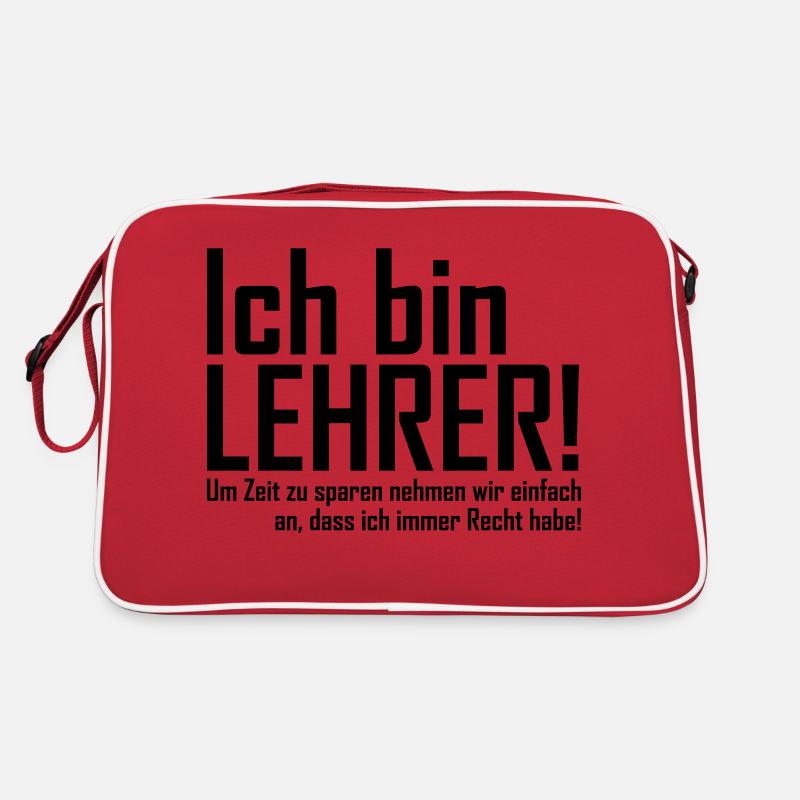lehrer - Retro Tasche - Rot/Weiß