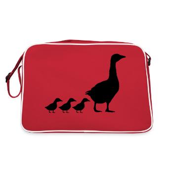 Geese family design - Retro Bag - red/white - Back