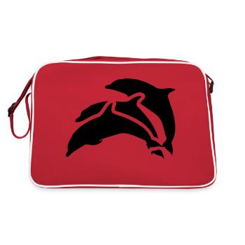 drei delfine - Retro Tasche - Rot/Weiß - Hinten