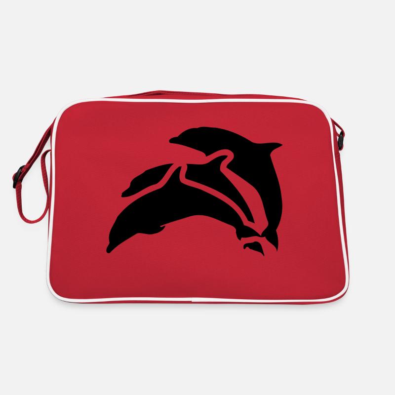 drei delfine - Retro Tasche - Rot/Weiß