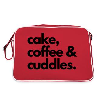 cake coffee and cuddles - claim - Retro Tasche - Rot/Weiß - Hinten