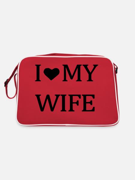 Ich liebe meine Frau. - Retro Tasche - Rot/Weiß - Hinten