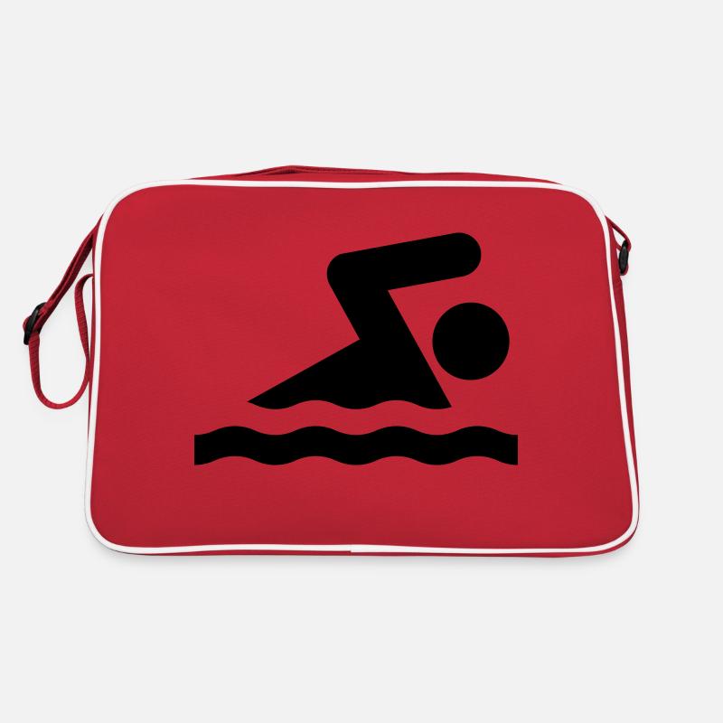 Schwimmen - Retro Tasche - Rot/Weiß