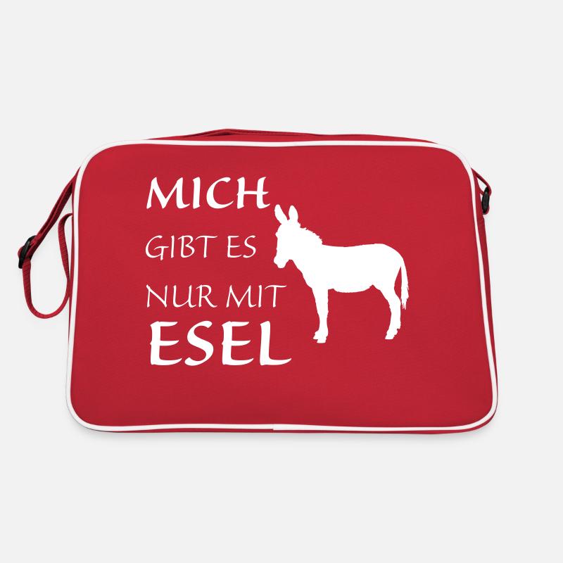 Nur mit Esel - Retro Tasche - Rot/Weiß