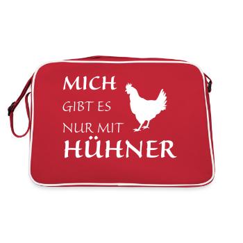 Hühner - Retro Tasche - Rot/Weiß - Hinten