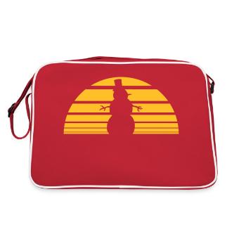 stripes snowman sun warm summer hot melt - Retro Bag - red/white - Back