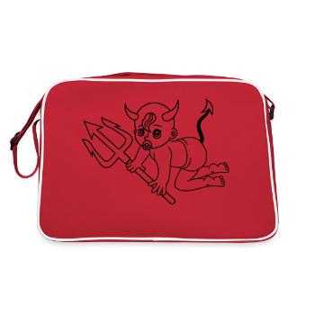 evil devil demon hell devil satan crawling pacifie - Retro Bag - red/white - Back
