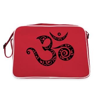 Om, mantra, pattern, 23 colors freely selectable - Retro Bag - red/white - Back