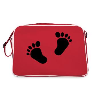 Deux pieds de bébé 2 pieds de bébé empreintes enfant mignon - Sac Retro - rouge/blanc - Dos