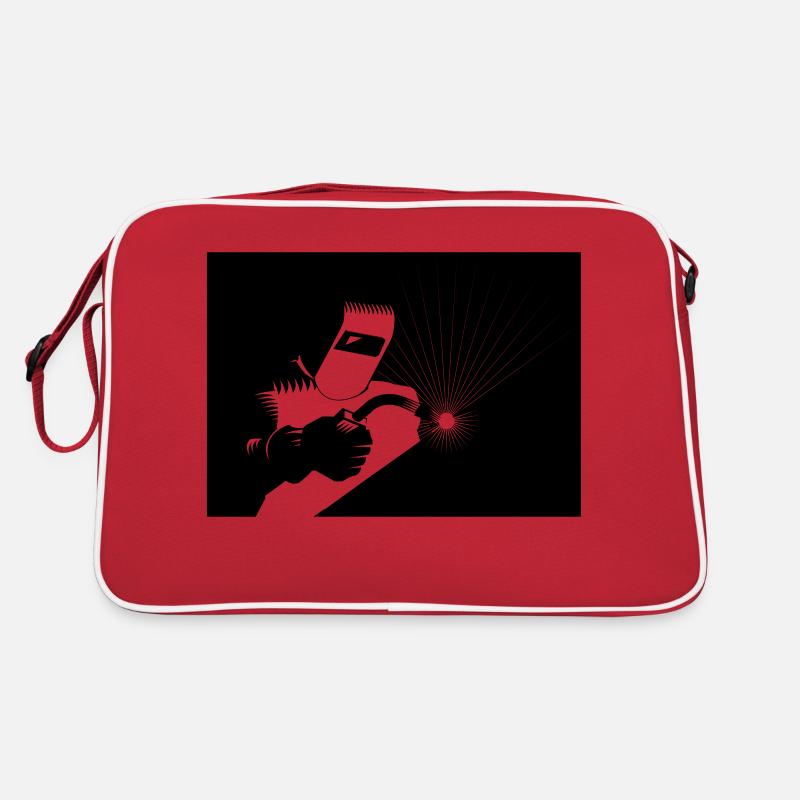 Schweisser bei der Arbeit Retro Tasche