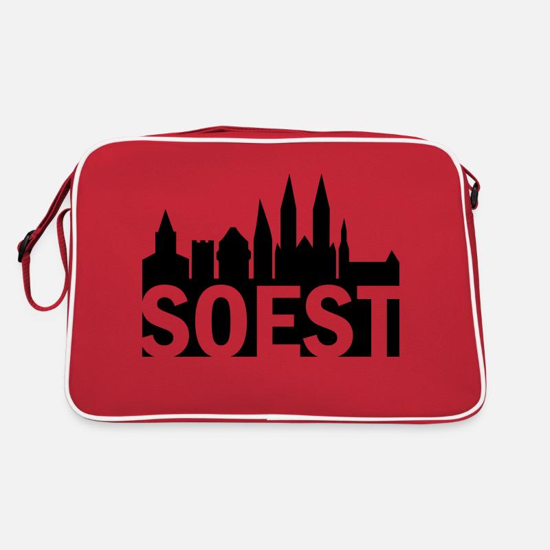Soest Skyline 1 - Retro Tasche - Rot/Weiß