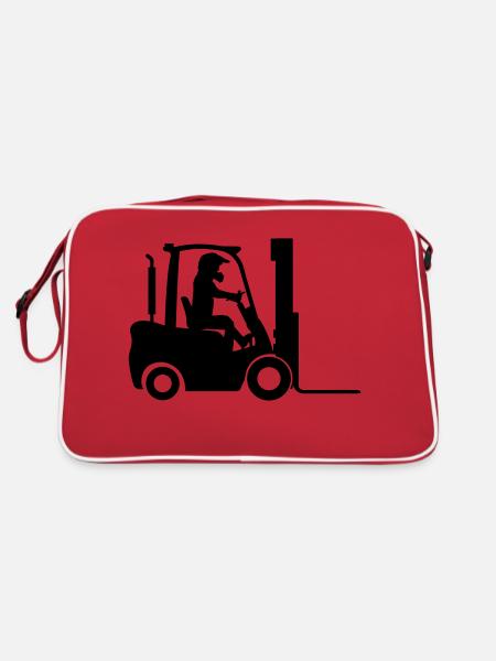 Stapler Gabelstapler - Retro Tasche - Rot/Weiß - Hinten