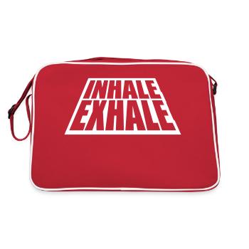 inhale exhale yoga quote - Retro Bag - red/white - Back