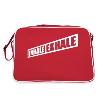 inhale exhale yoga quote - Retro Bag - red/white - Back