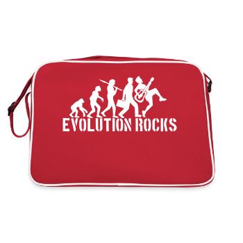 Evolution Rocks Gitarren Musik Spielen Gitarrist - Retro Tasche - Rot/Weiß - Hinten