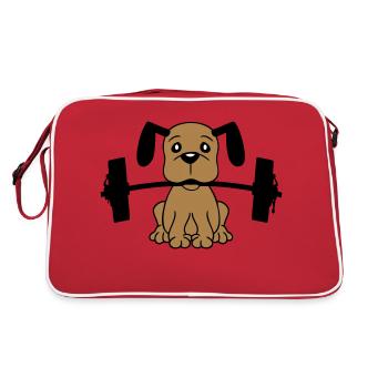 Chien Bodybuilder Muscles forts Gym Haltérophilie - Sac Retro - rouge/blanc - Dos
