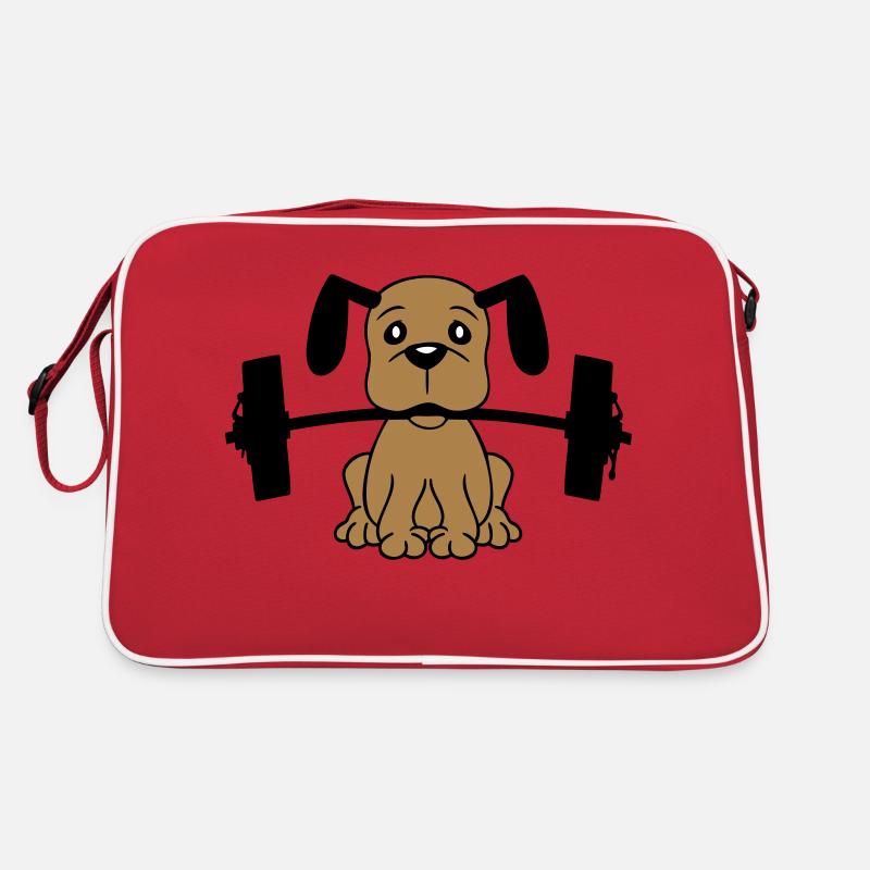 Hund Bodybuilder Stark Muskeln Gym Gewichtheben Retro Tasche