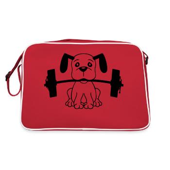 Chien Bodybuilder Muscles forts Gym Haltérophilie - Sac Retro - rouge/blanc - Dos