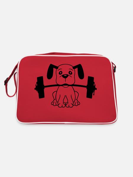 Chien Bodybuilder Muscles forts Gym Haltérophilie - Sac Retro - rouge/blanc - Dos