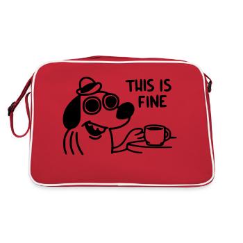 This Is Fine - Retro Tasche - Rot/Weiß - Hinten