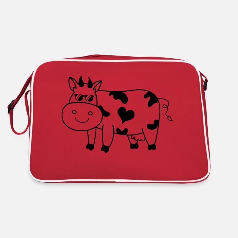Cool Cow - Retro Tasche - Rot/Weiß