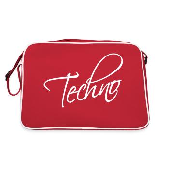 Techno Love Citation Dire Musique Fête Célébrer Logo - Sac Retro - rouge/blanc - Dos
