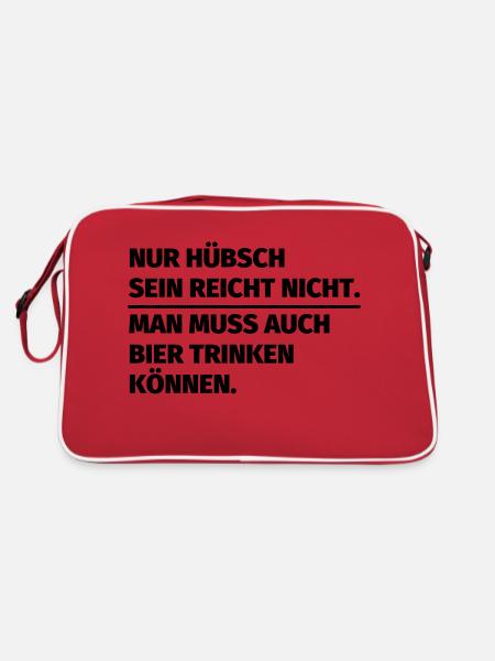 Nur hübsch sein reicht nicht man muss auch Bier tr - Retro Tasche - Rot/Weiß - Hinten