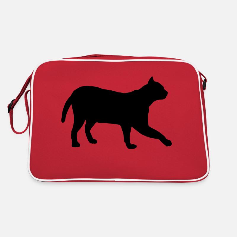 katze - Retro Tasche - Rot/Weiß