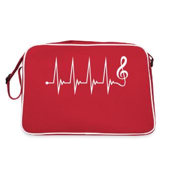 Clé de musique : fréquence d’impulsion, note, battement de cœur - Sac Retro - rouge/blanc - Dos