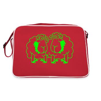 Two Sheep Eating Grass 2 Friends Team Hungry - Retro Bag - red/white - Back