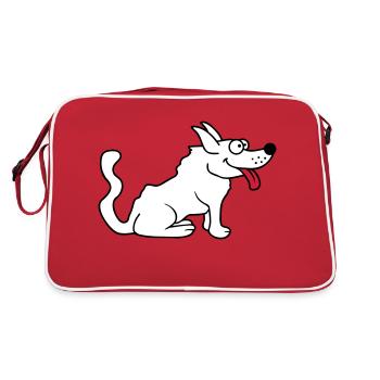 Cher chien tire la langue joyeusement - Sac Retro - rouge/blanc - Dos