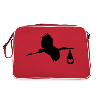 La cigogne cliquetante amène les nouveau-nés - Sac Retro - rouge/blanc - Dos