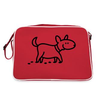 Dog - go for a walk - Line - Retro Bag - red/white - Back